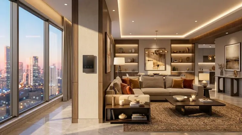 Luxury Indian living room filled with bright morning light
