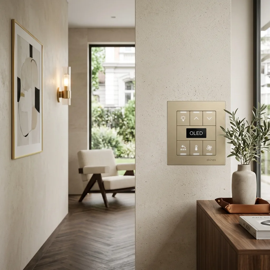 Luxurious Italian Ekinex champagne gold KNX keypad switch